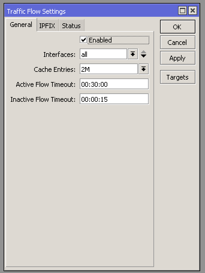 Traffic Flow Settings - General