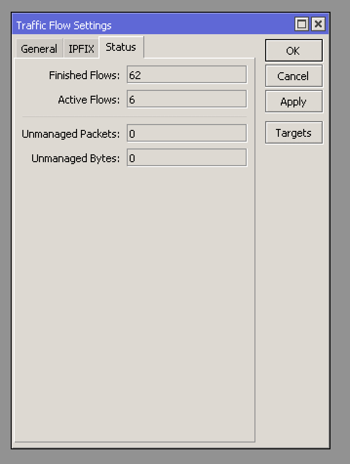Traffic Flow Settings - Status